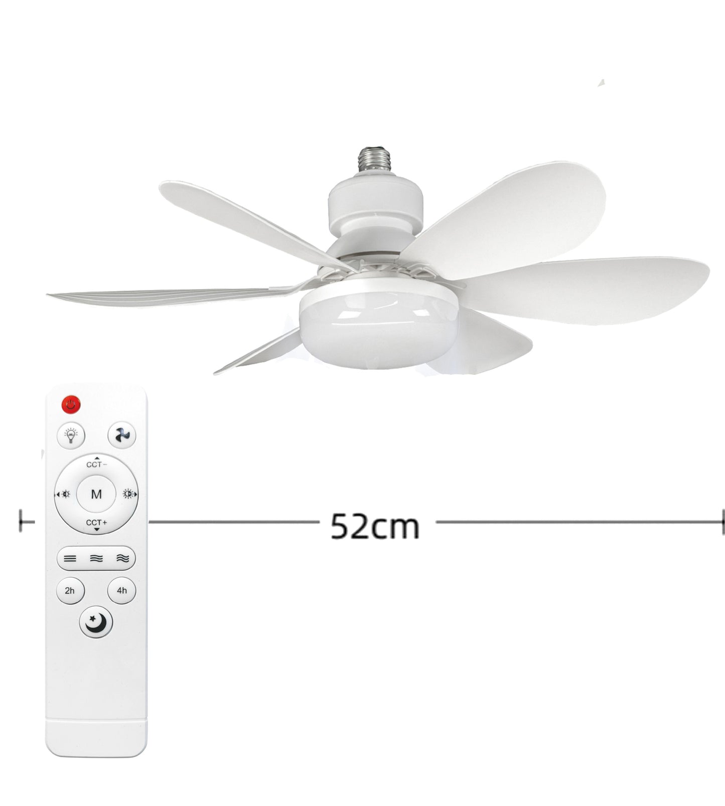 E27 Screw Silent Smart Ceiling Fan Light with Remote Control