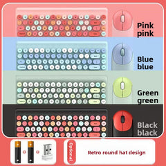 Wireless Retro Dot Keyboard and Mouse Set