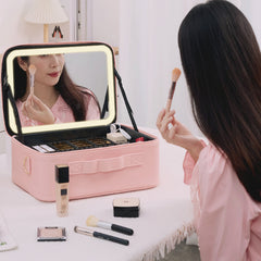 Portable Built-in LED mirror Makeup Box Rechargeable battery