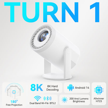 Mini Projector 200 Lumens 235-Inch Display, Enables mobile phone screen mirroring for easy streaming, sharing and cinematic viewing experience