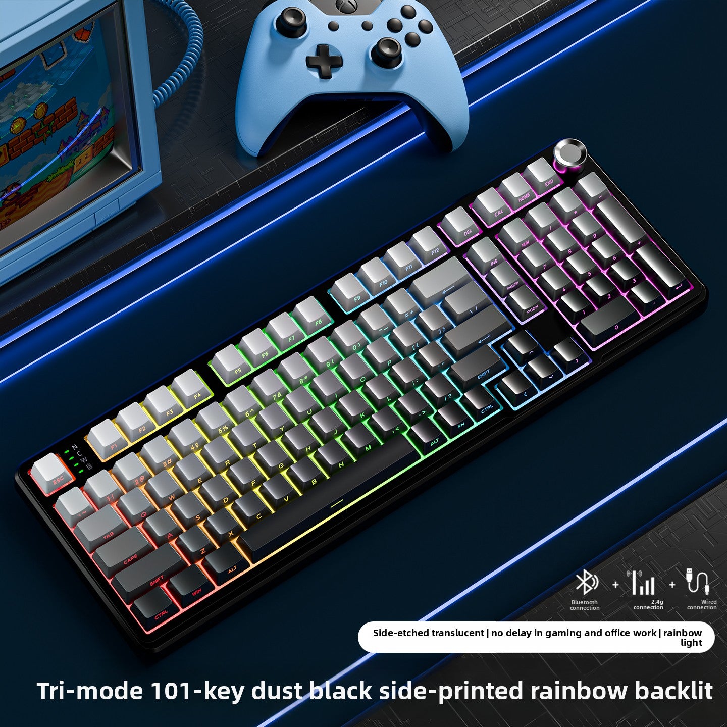 Wireless Mechanical Keyboard with Bluetooth Triple-Mode Connectivity