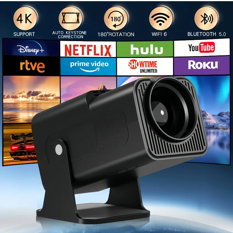 Portable Projector 1080P Native 4K Supported Android WiFi Bluetooth Short Throw Home Cinema, ideal for smaller rooms