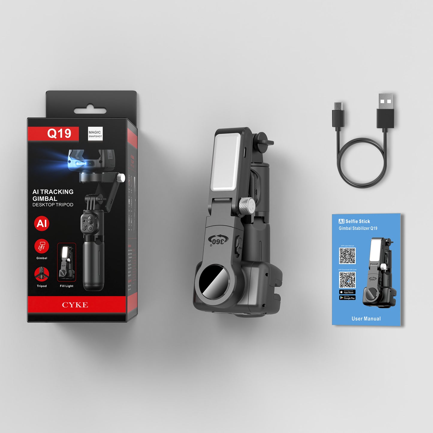 Cyke Phone Stabilizer with AI Face Tracking Handheld Gimbal