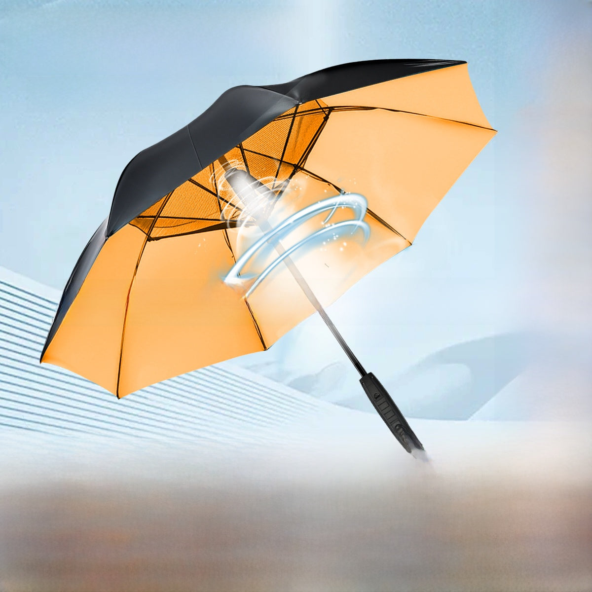 USB Charging Sun Umbrella with Cooling Fan