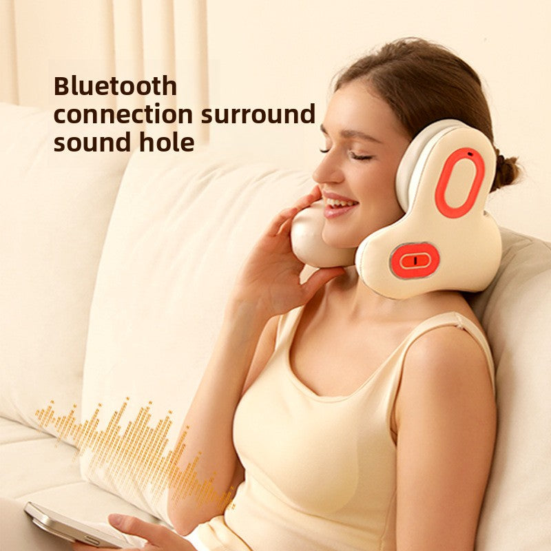 Battery Powered Neck Shoulder Massager, Noise Reduction, Heating & Vibration, Red Light Therapy, Bluetooth Connectivity - Allows wireless control & Music via Bluetooth-enabled devices, Portable & Ergonomic