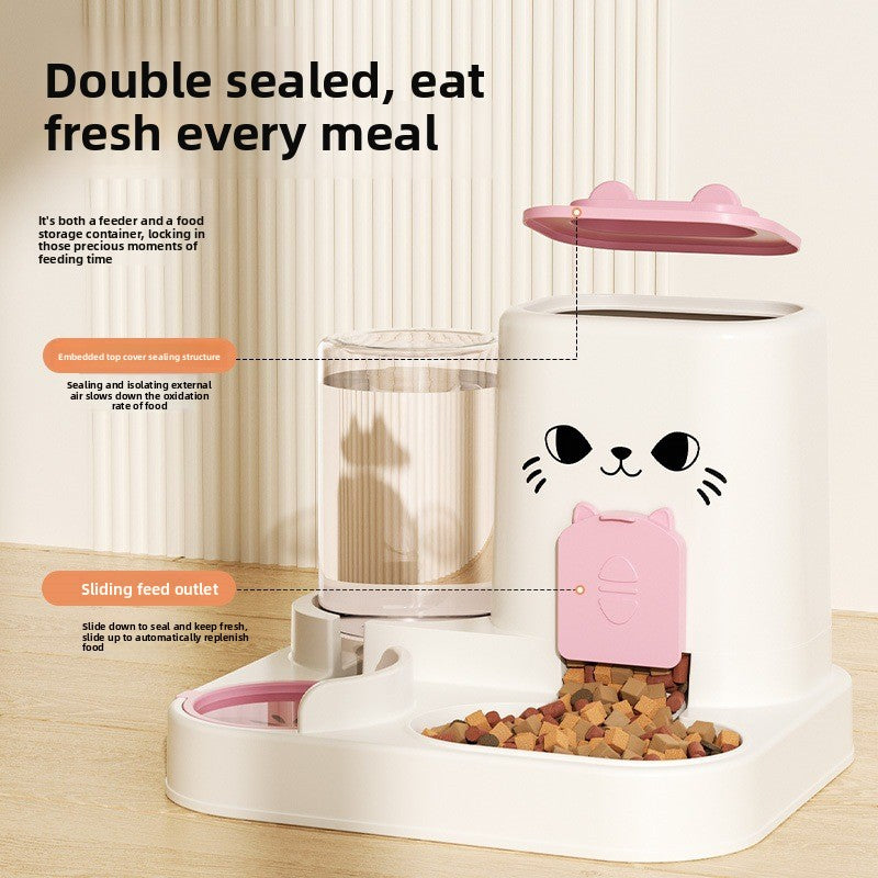 Integrated Pet Feeder Bowl with Dry Wet Separation