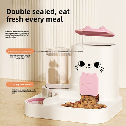 Integrated Pet Feeder Bowl with Dry Wet Separation