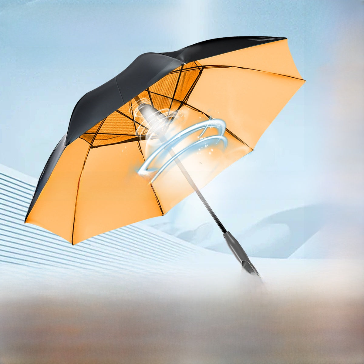 USB Charging Sun Umbrella with Cooling Fan