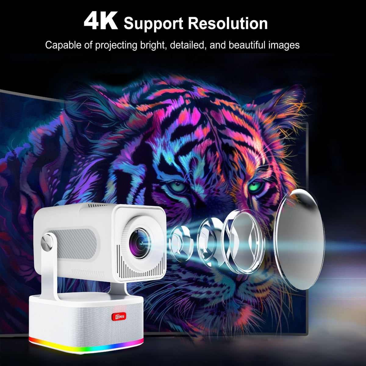 HCS350 Plus Android 1080P Home Projector with KTV, Gaming Support and audio playback