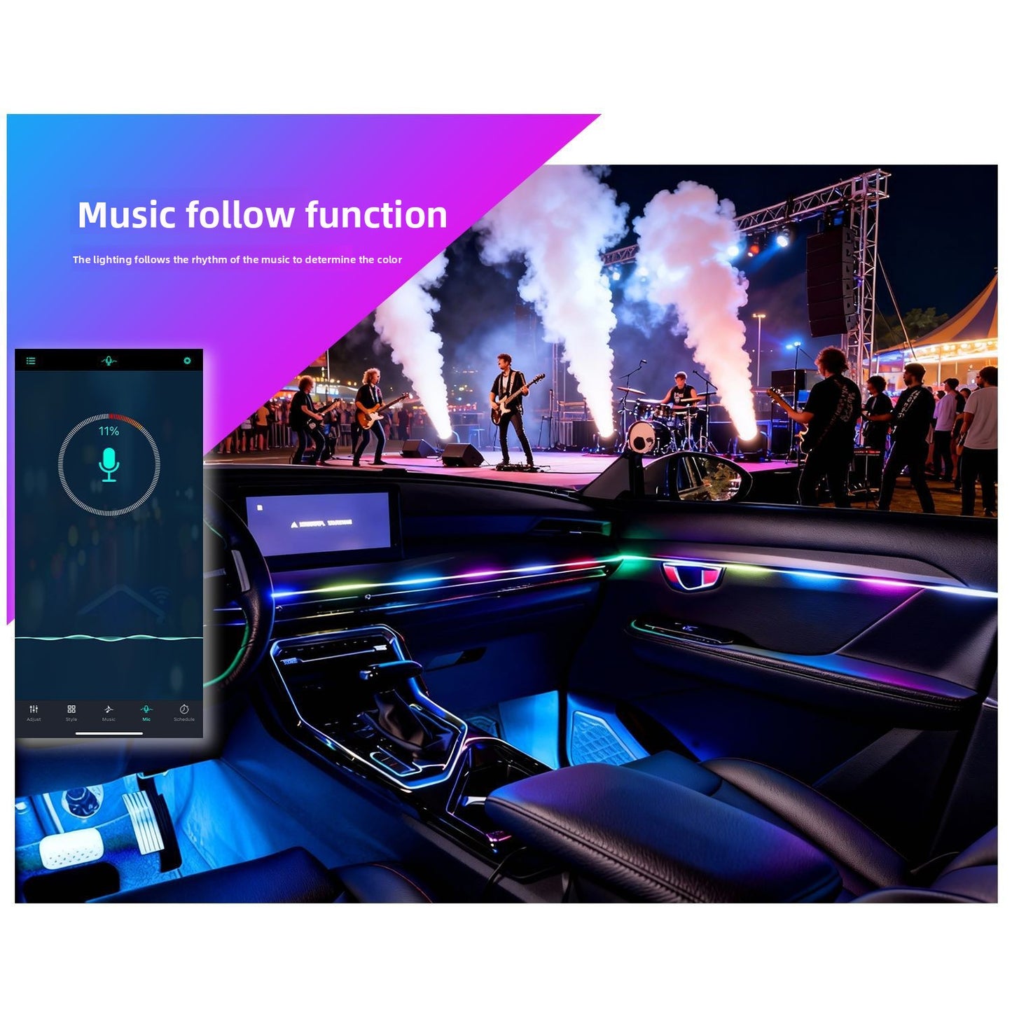 Car Door Frame Colorful LED Ambient Light Strip
