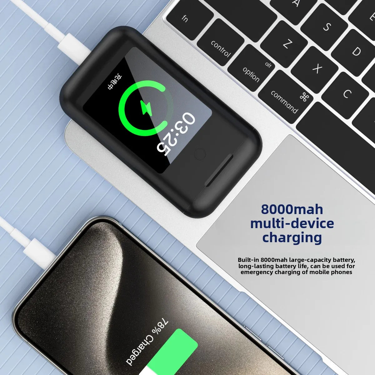 Power Bank with Bluetooth Headset 8000 mAh, 2.8” LCD Display & Packed with Apps and Games - ZeeTec Store