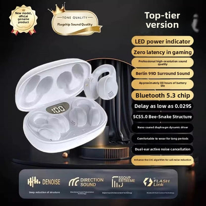 Clip-On Bluetooth Headphones Bone Conduction Advanced Sound