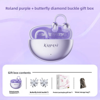 Bluetooth Ear Clip Headphones with decoration buckle