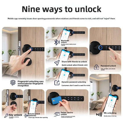 Smart Fingerprint Handle Lock, Two units per door (Smart handle outside and normal lock handle inside), Advanced fingerprint technology, Easily control and monitor, High Security, Durable Build, Versatile Unlocking: fingerprint password and key entry