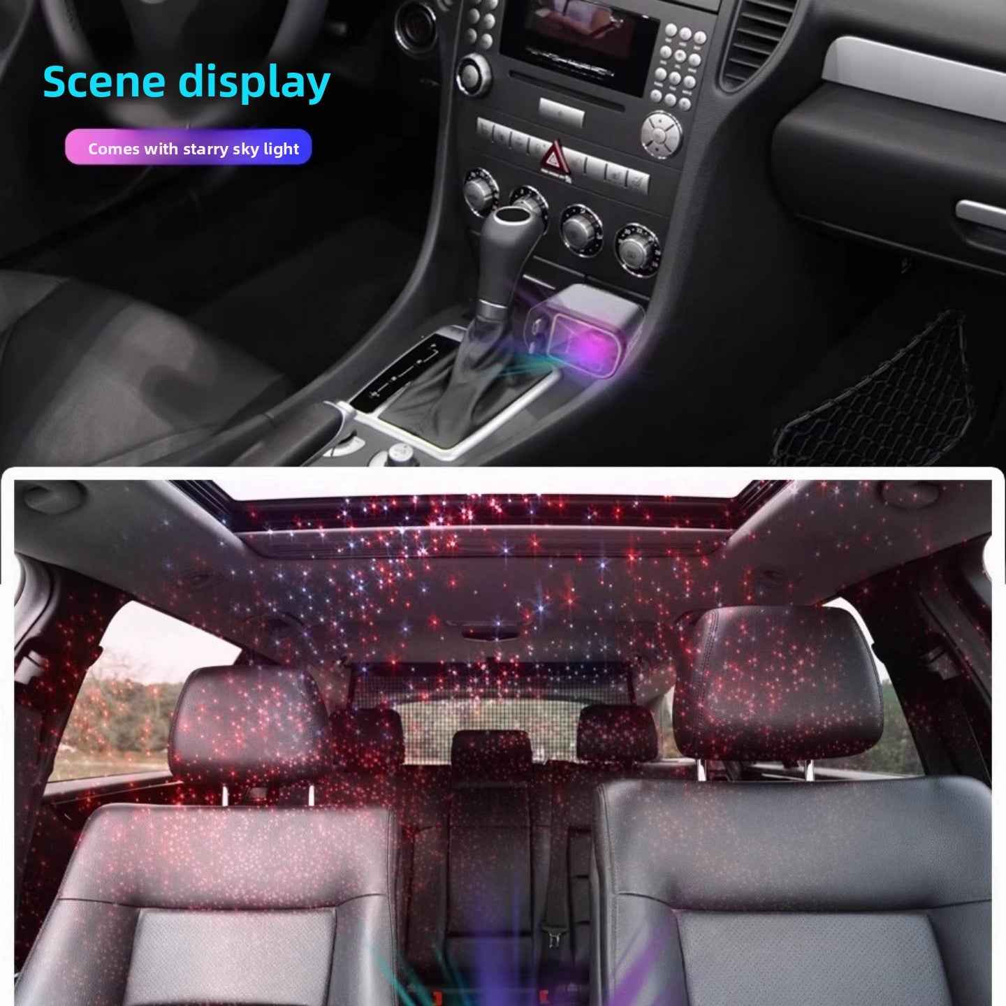 Retractable Car Charger with Fast Charging and LED starry sky light for car ceiling
