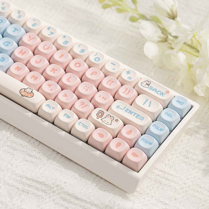 M68 Wireless Bluetooth Mechanical Keyboard with Mahjong Sound, Cute for Girls, Silent for Office,Compatible with Computer and Mobile Phone