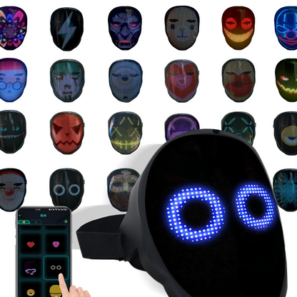 LED Light Up Mask App Gesture Control Lightweight Rechargeable