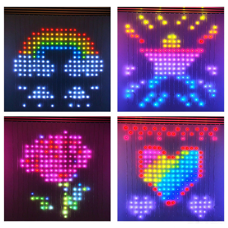Smart RGB Curtain Light, Smart App Control, Dynamic RGB Colors, DIY Pattern Creation and Music Sync Mode: