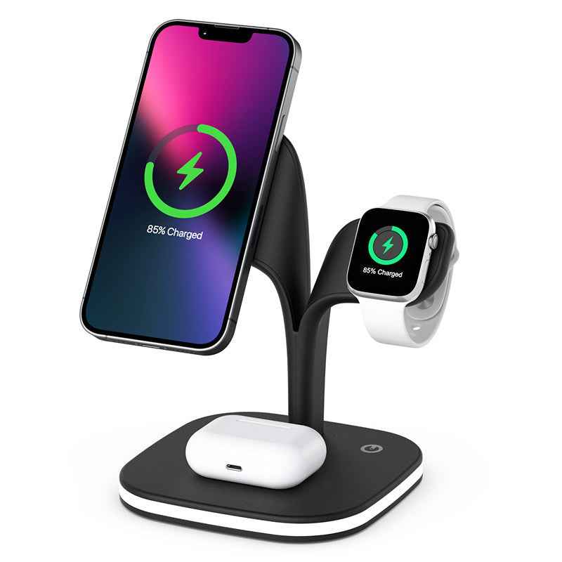 15W Magnetic Wireless Charging Stand for Phone Watch Earphones