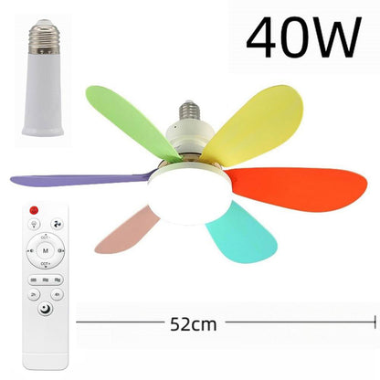E27 Screw Silent Smart Ceiling Fan Light with Remote Control