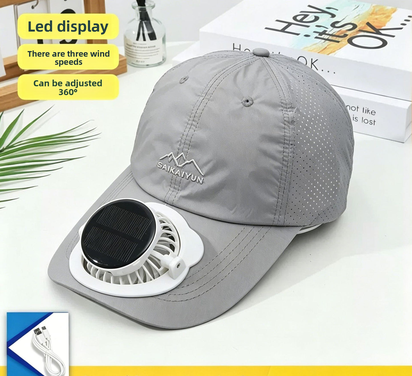 Solar Powered Digital Display Cooling Cap