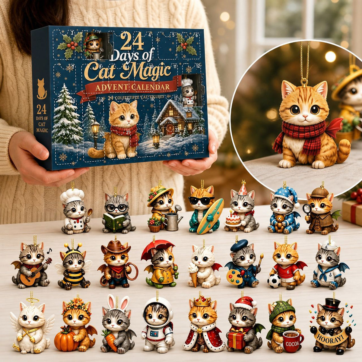Cute Cat Theme  Advent Calendar Blind Box Christmas Countdown Surprise Gift Interactive Fun