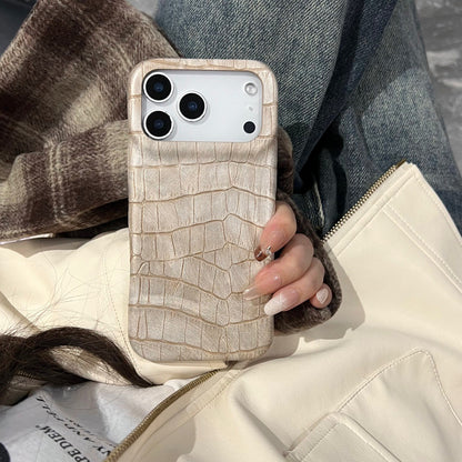 Retro Crocodile Pattern Flip Mirror Phone Case for iPhone 13 14 15 16 17 Series