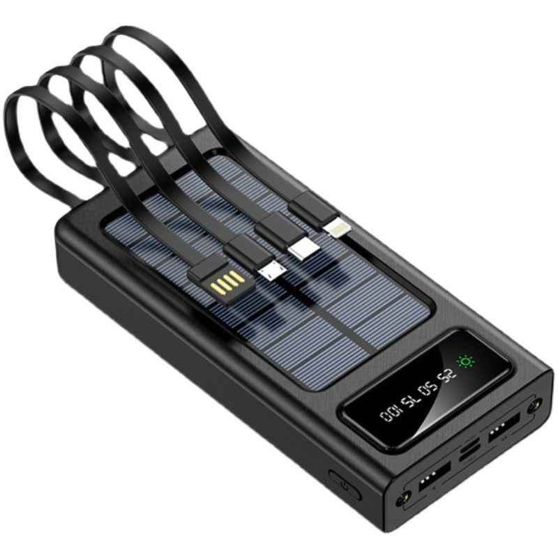 Solar Power Bank with Built-in Cables