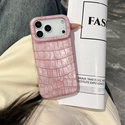 Retro Crocodile Pattern Flip Mirror Phone Case for iPhone 13 14 15 16 17 Series