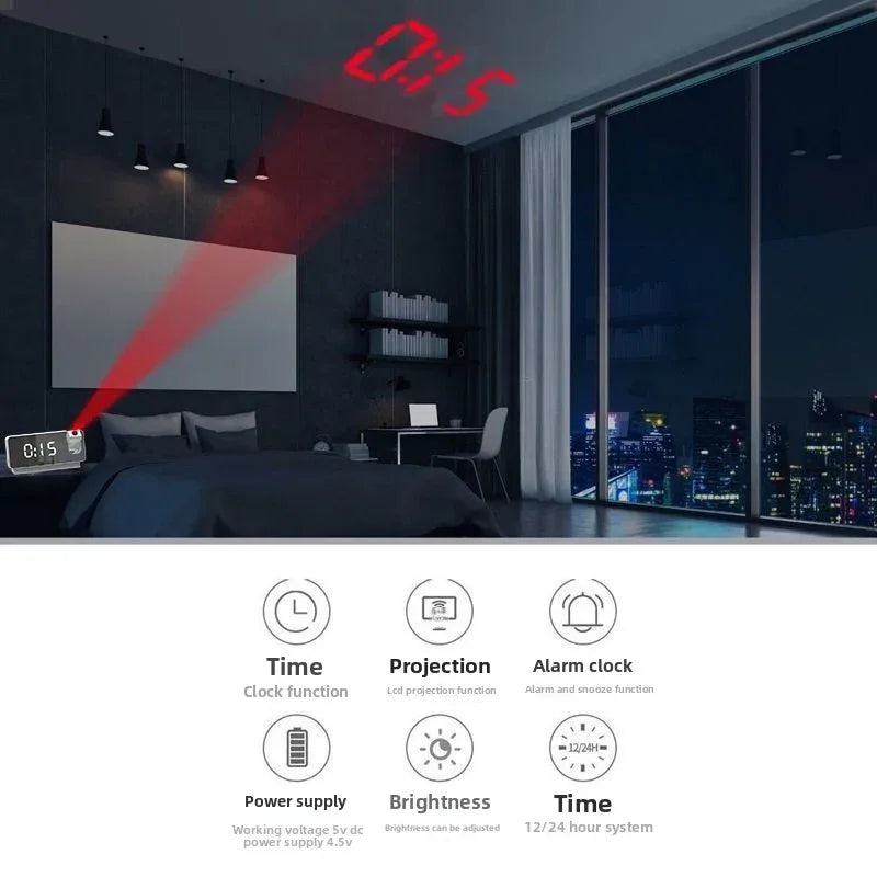 Rechargeable Projection Alarm Clock for Effortless Time Viewing - ZeeTec Store