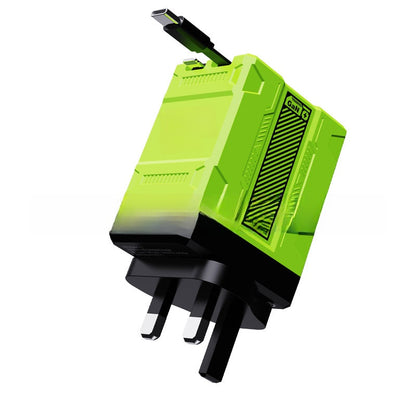 GaN Fast Charger with Retractable Cable for Apple & Android