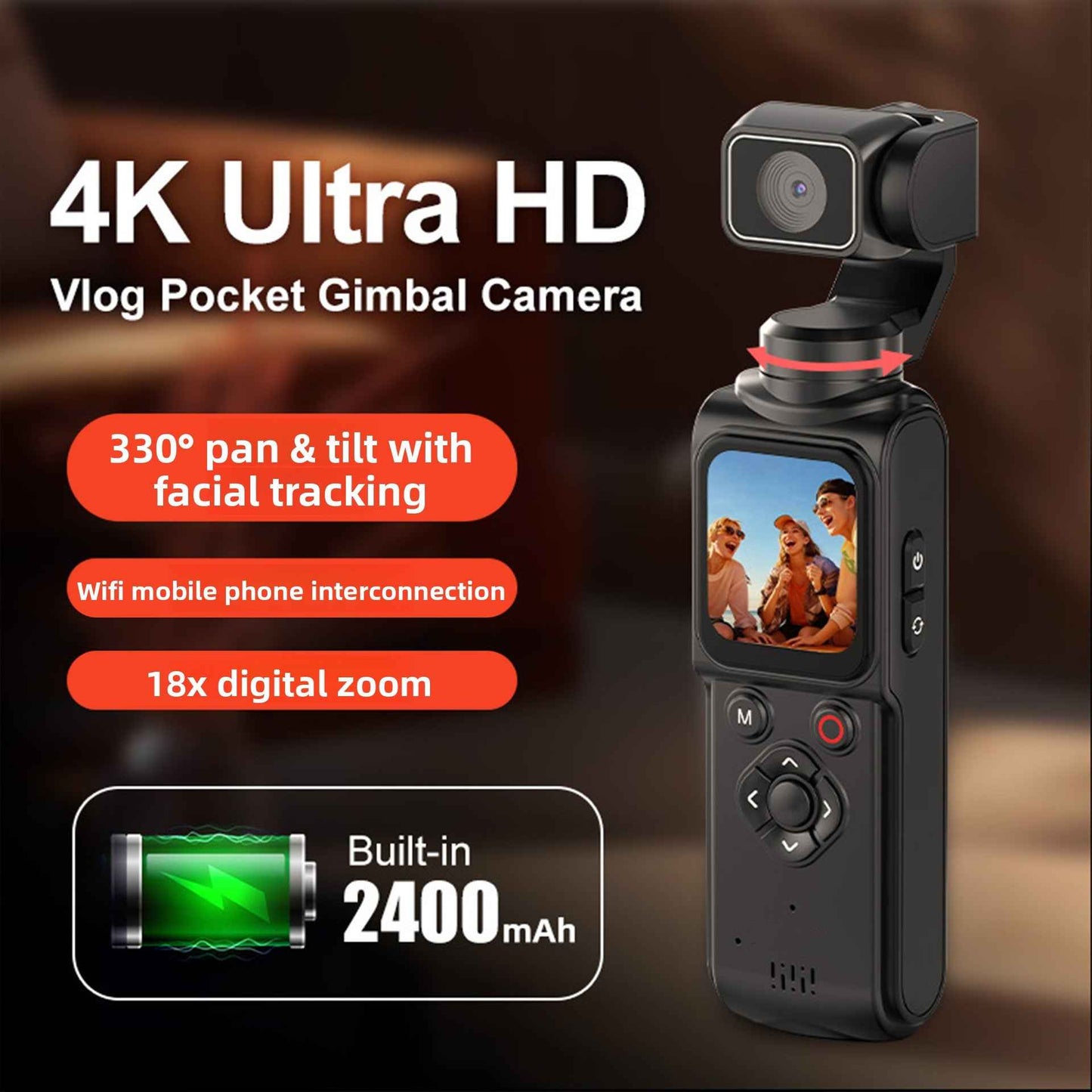 4K Pocket camera Face Track Gimbal Stabilizer