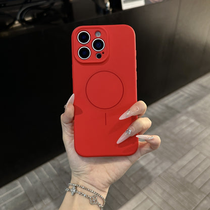 Liquid silicone phone case with full protection against drops and magnetic attachment