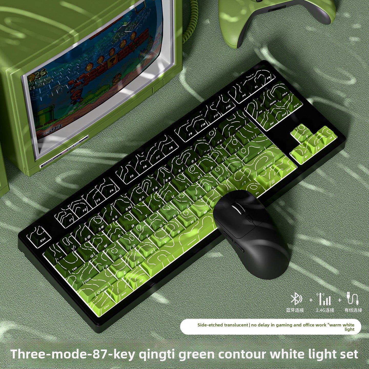 Wireless Mechanical Keyboard with Bluetooth Triple-Mode Connectivity