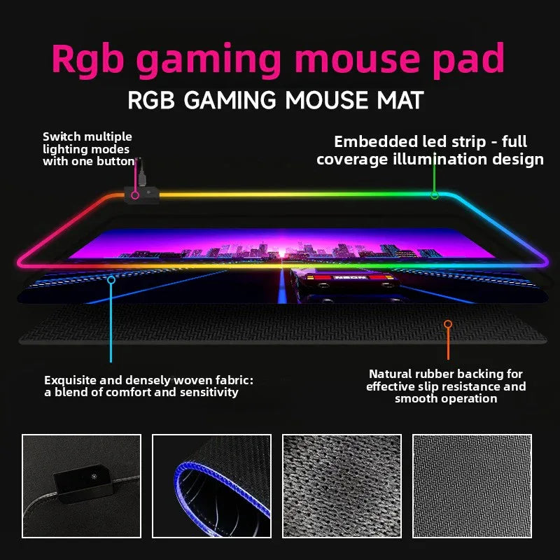 Colorful LED Mouse Pad for Enhanced Gaming Experience - Super Large Luminous Design - ZeeTec Store