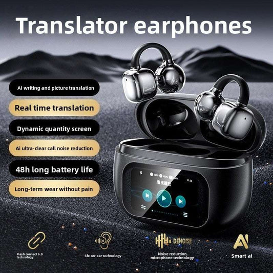 Wireless Bone Conduction Bluetooth Headphones, AI Translation, Noise Reduction, Long Battery Life: Over 8 hours of continuous use, Digital Display Screen, Lightweight
