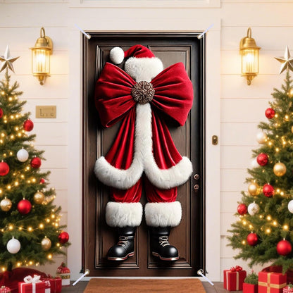 Christmas Santa Claus Polyester Door Cover Decoration 90x180cm