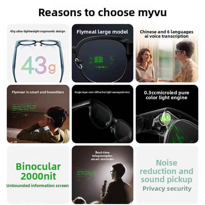MYUV AR Smart Glasses Text Lens Display  Speech Teleprompter Real-Time Translation