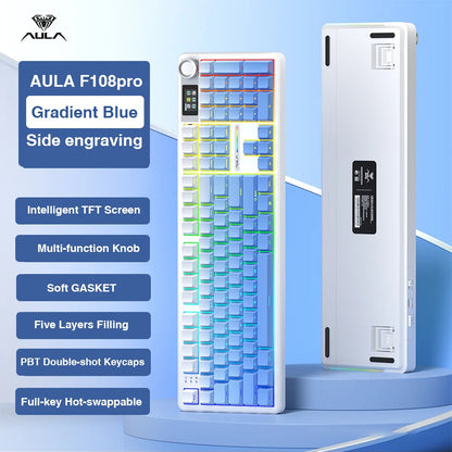 Aula F108 Pro Mechanical Keyboard RGB Backlit Triple Mode Connectivity