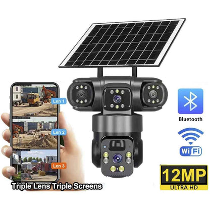 Solar Powered 4G Outdoor Camera with Triple Lens for Enhanced Security