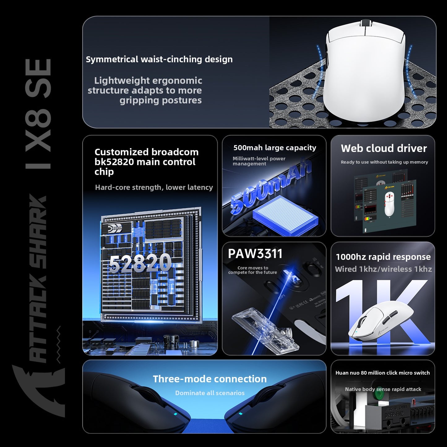 Attack Shark X8 SE Wireless Gaming Mouse