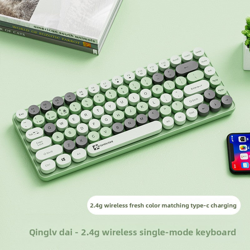 Aesthetic Wireless Mechanical Feel Silent Keyboard with Bluetooth