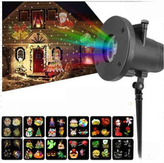 LED Projection Light with 12 Changeable Cards Festive Season Decoration