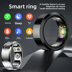 Smart Sports Ring, Heart Rate Monitoring Blood Oxygen Detection Sleep Analysis Stress Tracking Step Counter, Waterproof Design
