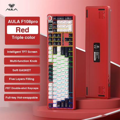Aula F108 Pro Mechanical Keyboard RGB Backlit Triple Mode Connectivity