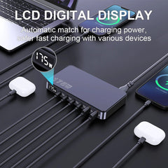 6 USB TYPE C PORT CHARGER 175W LED DISPLAY FAST CHARGING for LAPTOP MOBILE PHONE