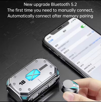 Bluetooth Earbuds Wireless Headphones Touch Display Power Bank LED Lights
