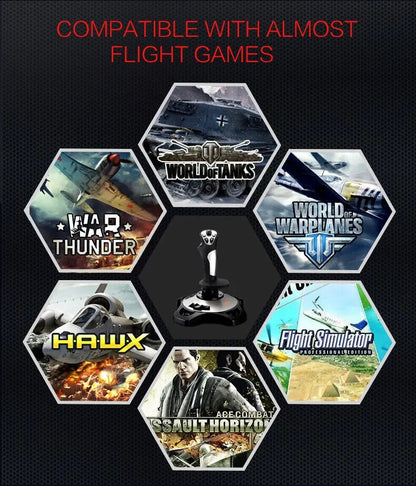 Flight Simulator Joystick Gamepad Controller w/ Throttle for PC Gaming Sim
