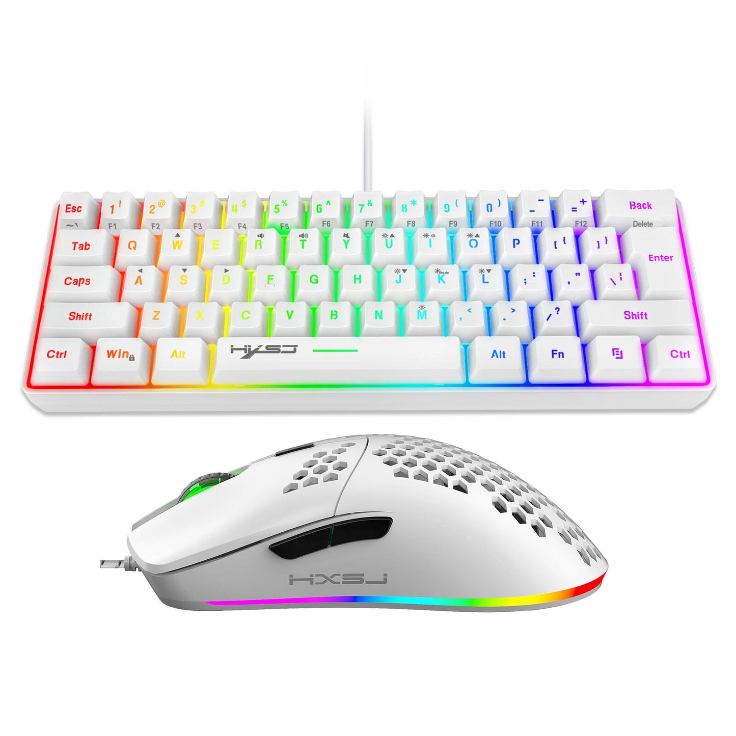 Wired Gaming Keyboard & Mouse Bundle 61-Key RGB Keyboard, 6-Button Programmable