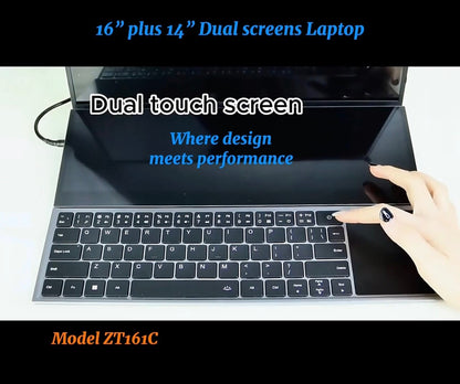 ZeeTec DUAL SCREEN 16" plus 14" LAPTOP COMPUTER Intel I7 9th Gen 16GB 512GB